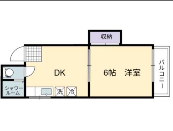 河原町ハイツ(1DK/5階)の間取り写真