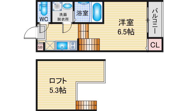 ハーモニーテラス元八事II(1SK/2階)の間取り写真