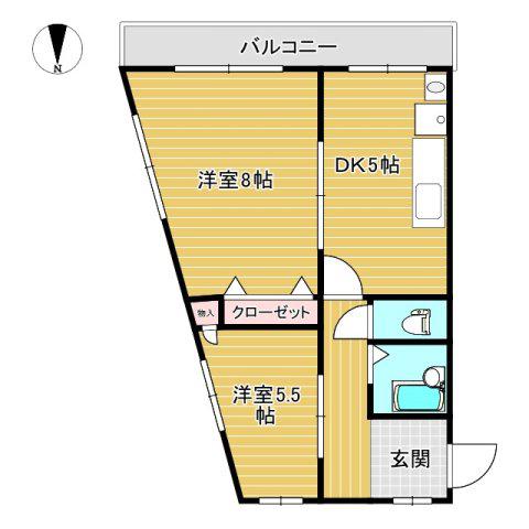 南栄第3ビル(2DK/4階)の間取り写真