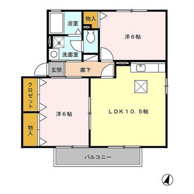 ウィルモア壱番館(2LDK/1階)の間取り写真