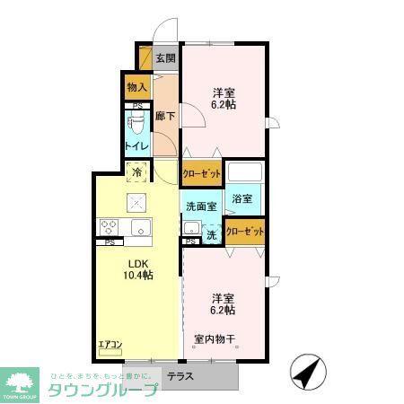 ボナール(2LDK/1階)の間取り写真