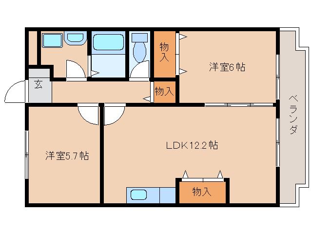 アメニティ前栽II(2LDK/4階)の間取り写真