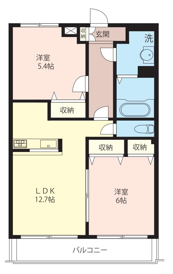 ディアナステージ中幸(2LDK/4階)の間取り写真