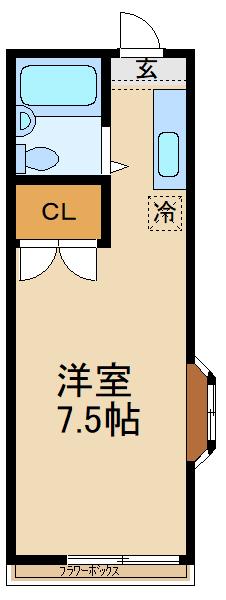 グリーン平賀A棟(1K/2階)の間取り写真