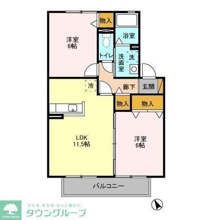 ロイヤル パークス(2LDK/2階)の間取り写真