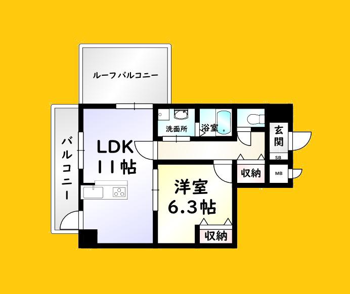 BERGAMOTTO三萩野(1LDK/7階)の間取り写真