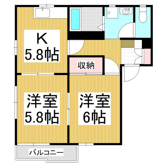 ラプラスコマツA(2K/1階)の間取り写真