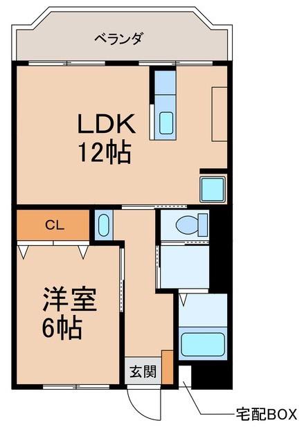 Nマンション(1LDK/4階)の間取り写真