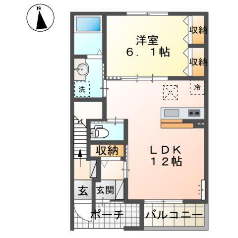 MAISON DE PRUNIER (1LDK/1階)の間取り写真