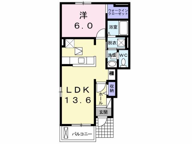 メゾン・アクアK(1LDK/1階)の間取り写真