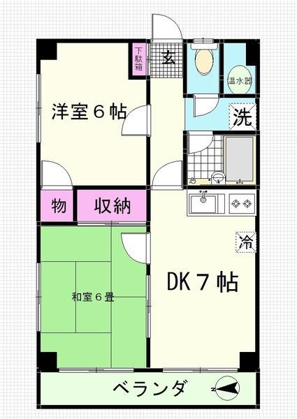 エトワス南葛西(2DK/1階)の間取り写真