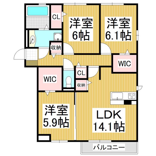 プレ・アジュール(3LDK/3階)の間取り写真