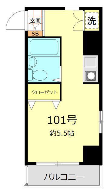 コーポ数納(ワンルーム/1階)の間取り写真