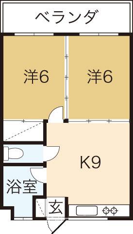 トーマス宇茂佐(2DK/2階)の間取り写真
