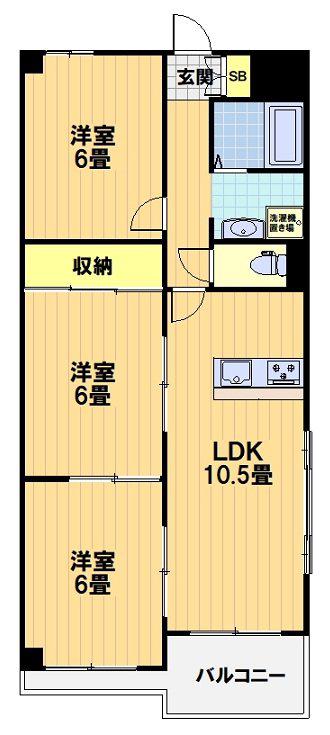 アフリー太田(3LDK/3階)の間取り写真