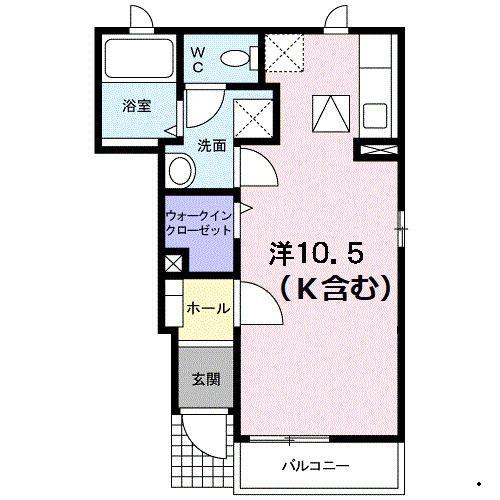 シャルマン花みずきII(ワンルーム/1階)の間取り写真