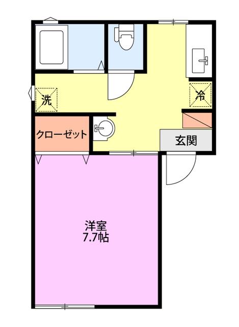 ヴィラサンタモニカB(1K/2階)の間取り写真
