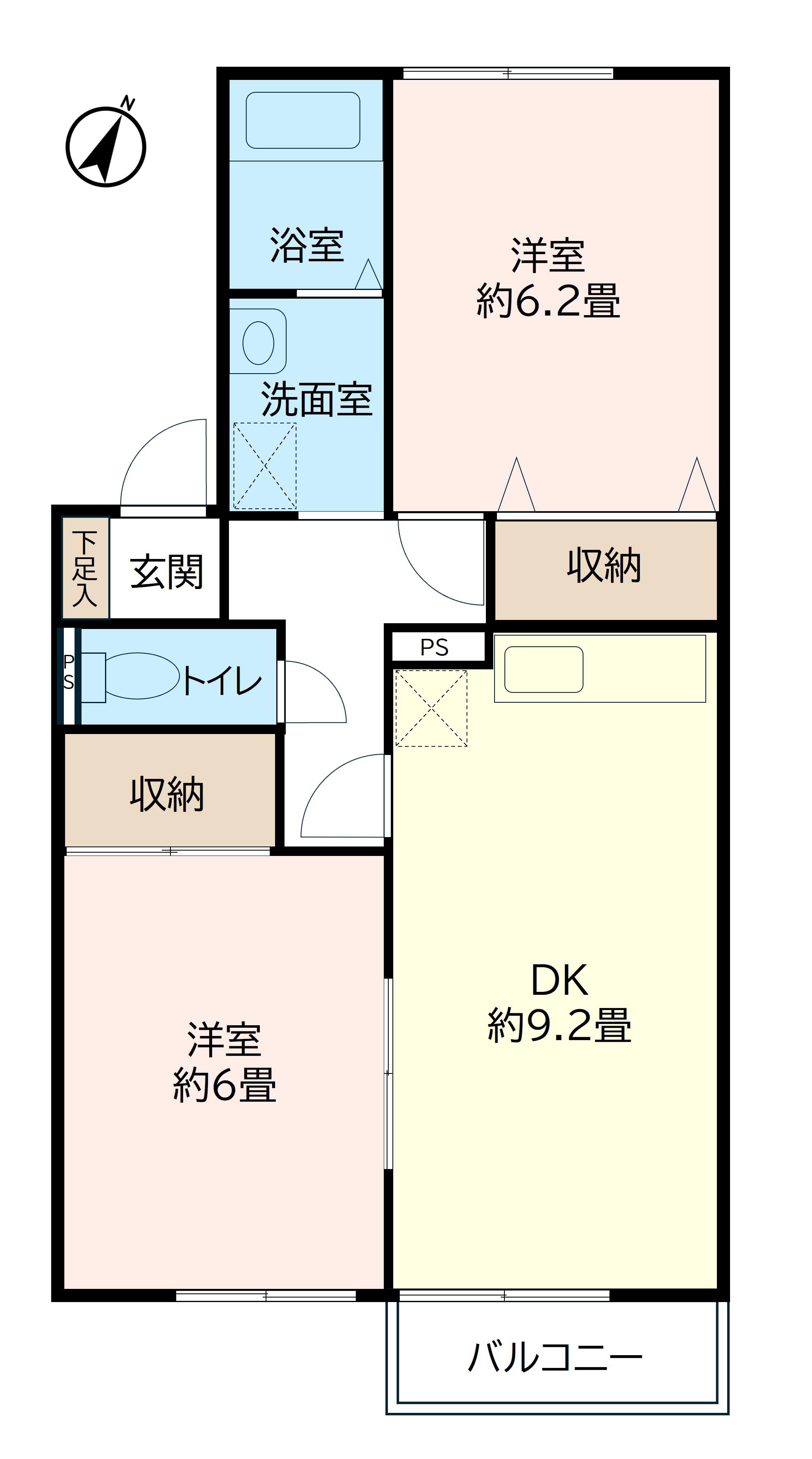 エミグランド新茂原B(2DK/2階)の間取り写真