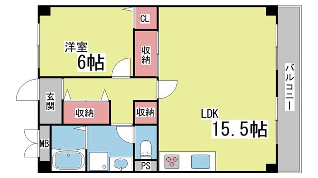 琵琶サンライフ(1LDK/2階)の間取り写真