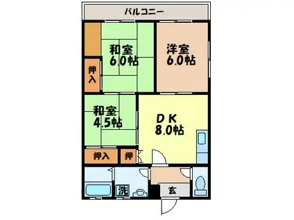 丸二ハイツ(3DK/2階)の間取り写真