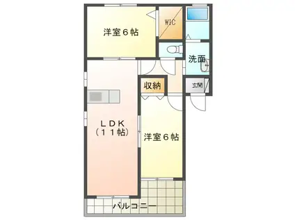 エトワール八幡(2LDK/2階)の間取り写真