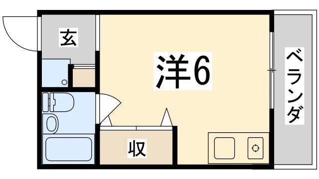 ローズレジデンス西八代(ワンルーム/4階)の間取り写真