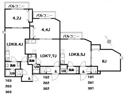 TRAREA(1LDK/3階)の間取り写真