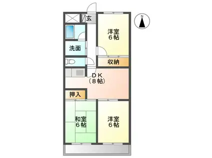 クレール神明(3DK/3階)の間取り写真