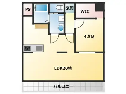 ロイヤルコーポ吉田(1LDK/4階)の間取り写真