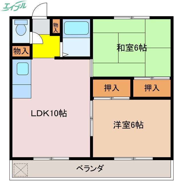 ソレイユ発春(2LDK/2階)の間取り写真