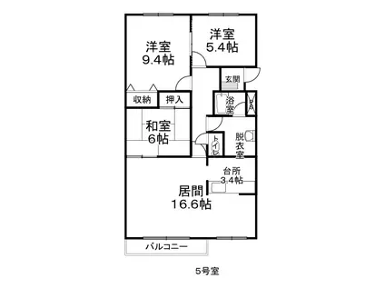 サンブライトハイツIV(3LDK/4階)の間取り写真