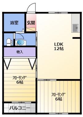 ドヌール山手(2LDK/1階)の間取り写真