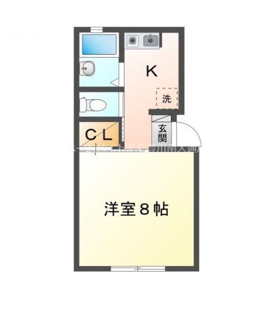 ミューズイン西方(1K/2階)の間取り写真