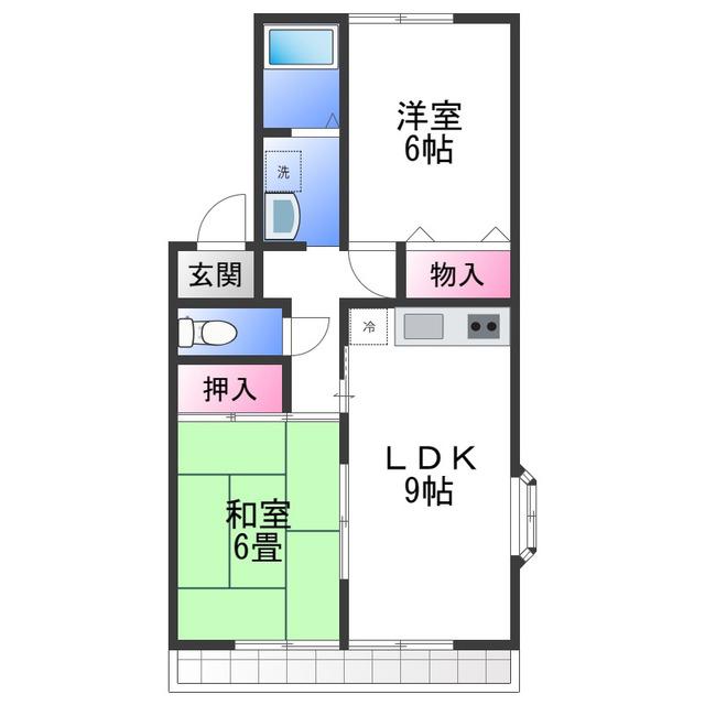 ニューあおい(2LDK/1階)の間取り写真