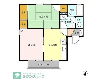 ジュピターズB棟(2DK/2階)の間取り写真