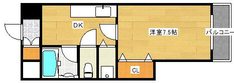 ヴェルマーレ中広(1DK/4階)の間取り写真