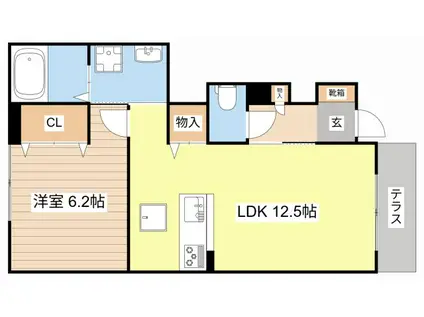 シャーメゾン SHUII(1LDK/1階)の間取り写真