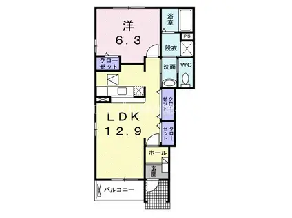 グレイスYOU II(1LDK/1階)の間取り写真