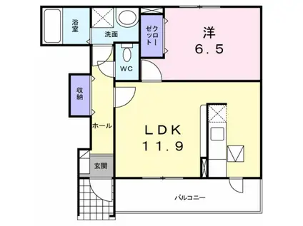 アルカンシエル(1LDK/1階)の間取り写真