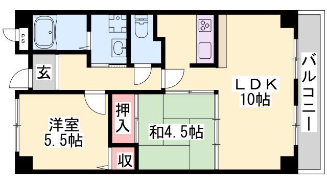 ヌーベゆらの(2LDK/3階)の間取り写真
