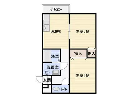 サンルミエール湘南(2DK/1階)の間取り写真