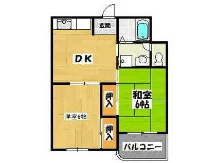 ホワイトヒルC棟(2DK/3階)の間取り写真