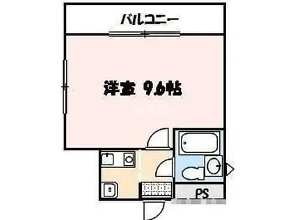 コーポリバーサイド(1K/2階)の間取り写真