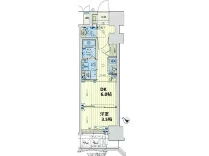 スワンズシティ神戸ウエスト(1DK/11階)の間取り写真