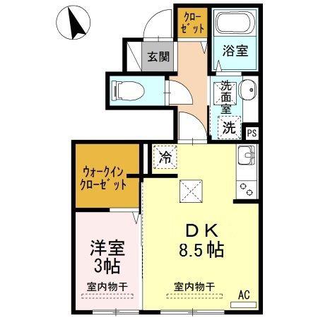 ボヌール(1DK/1階)の間取り写真