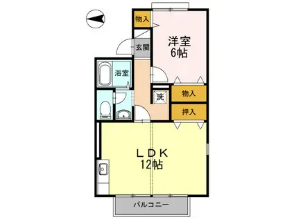 プリシェール姫髪(1LDK/2階)の間取り写真