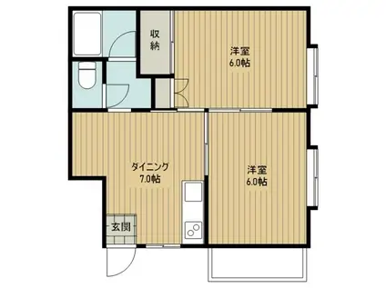 メゾン松本(2DK/2階)の間取り写真