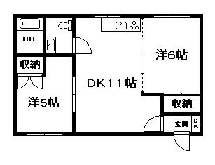 ロイヤル22コーポ(2DK/1階)の間取り写真