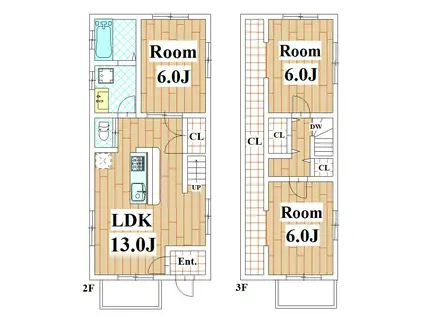 鷹番1丁目ハウス(3LDK/2階)の間取り写真