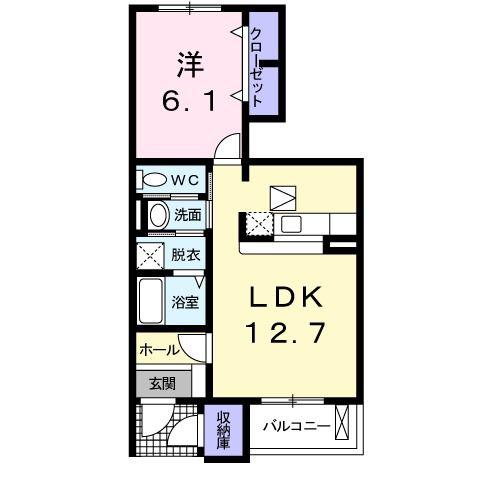 ルミエール天神(1LDK/1階)の間取り写真